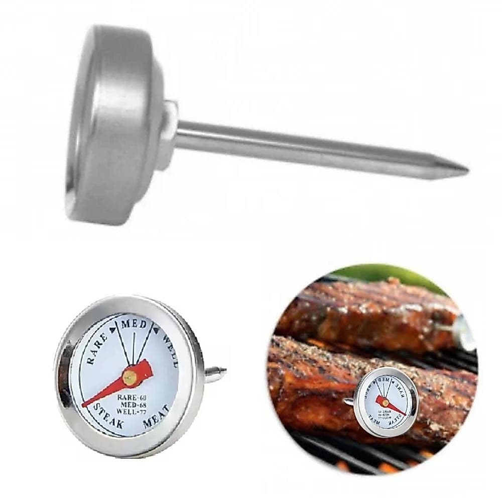 TERMOMETRO INOX ANALOGICO CULINARIO PARA CHURRASCO ESPETO DE CARNE STEAK AVES PONTO DA CARNE IDEAL PARA USO PROFISSIONAL
