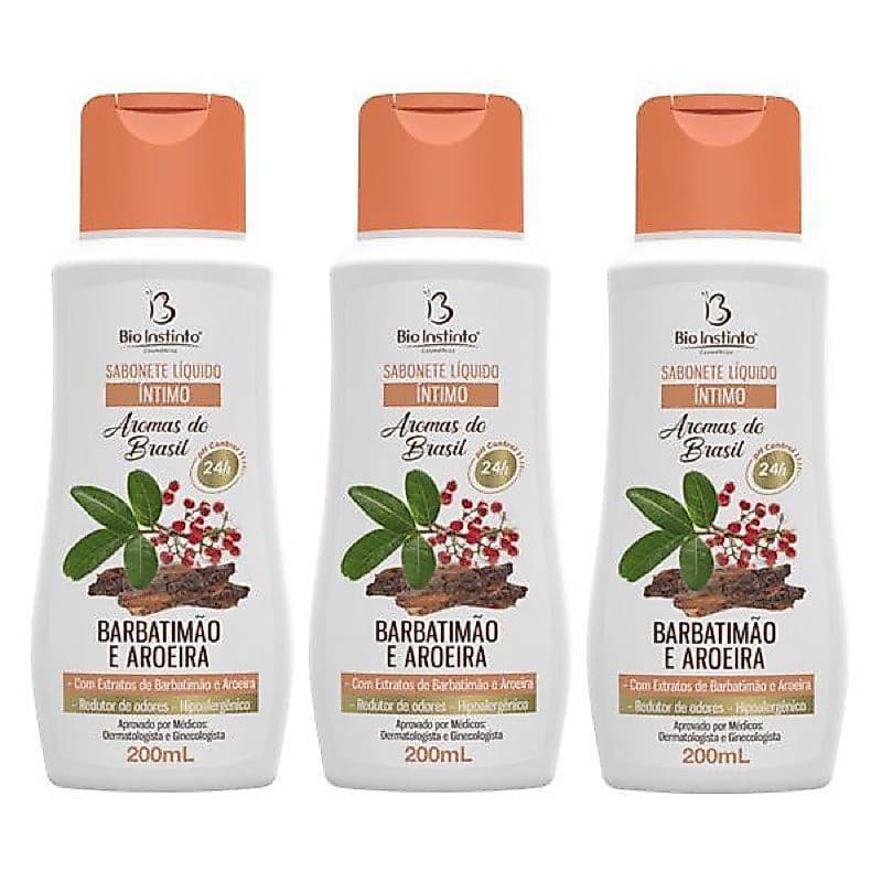 kit 3 Sabonetes Íntimo Barbatimão e Aroeira Bio Instinto 200 ml