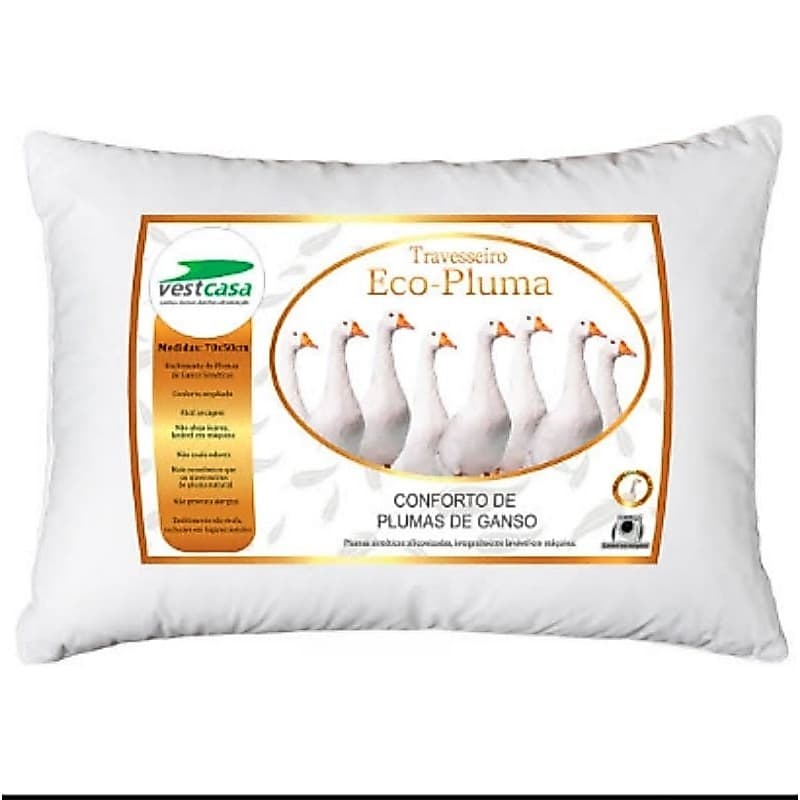 Travesseiro 100% Pluma De Ganso 50x70- Top De Linha Eco pluma