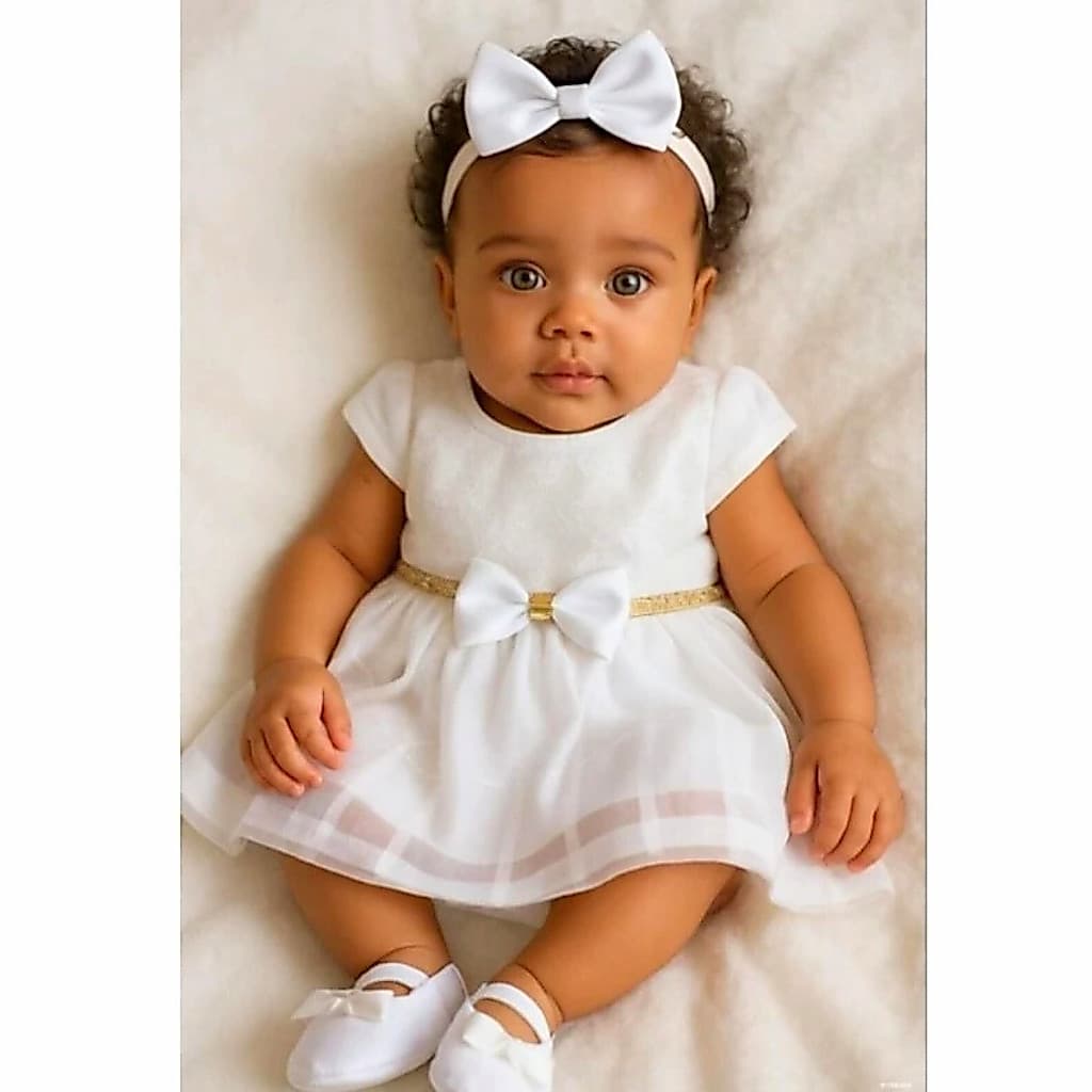 Vestido De Bebê Conjunto Infantil 4 peças Menina Roupa De Bebê Feminino Algodão Luxo Festa Batizado