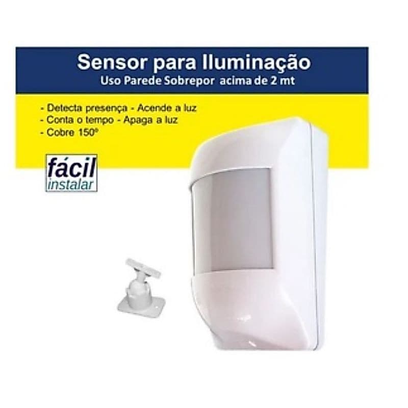 Sensor Iluminação Presença Parede 150° Acende Apaga Luz  Bivolt
