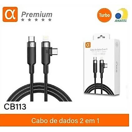 Cabo A'Premium Carregador 2 em 1 Tipo C/IOS   30W  1 Metro A GOLD  (CB113)