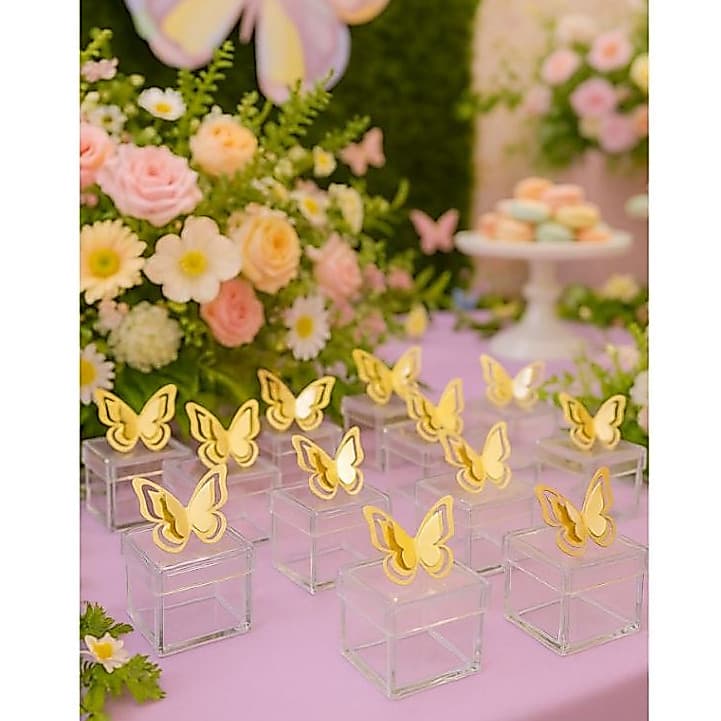 Kit Apliques de Borboletas Decorativas 3D vazada- Jardim das Borboletas-Borboletas Douradas para Decoração de bolo.
