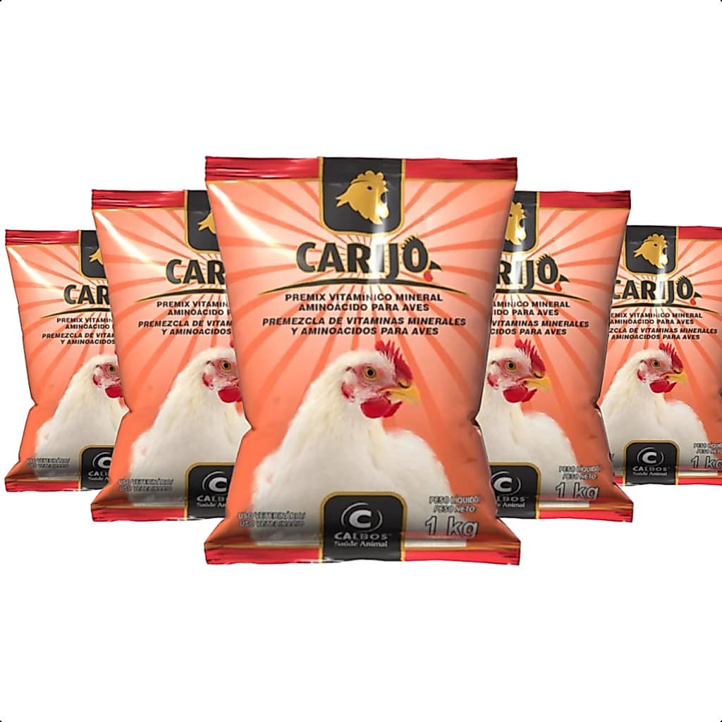 Kit Com 5 Núcleo Carijó Para Aves Postura Engorda Crescimento 1kg Calbos Suplemento Alimentar