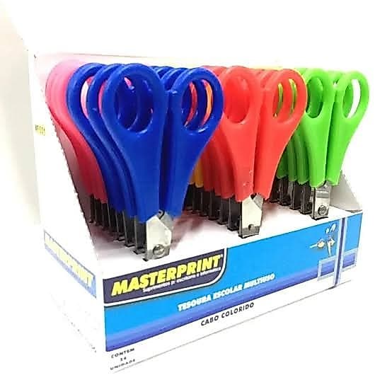 Tesoura Escolar Infantil 13cm Sem Ponta Masterprint - Várias Cores -  Tesoura Colorida - Material Escolar