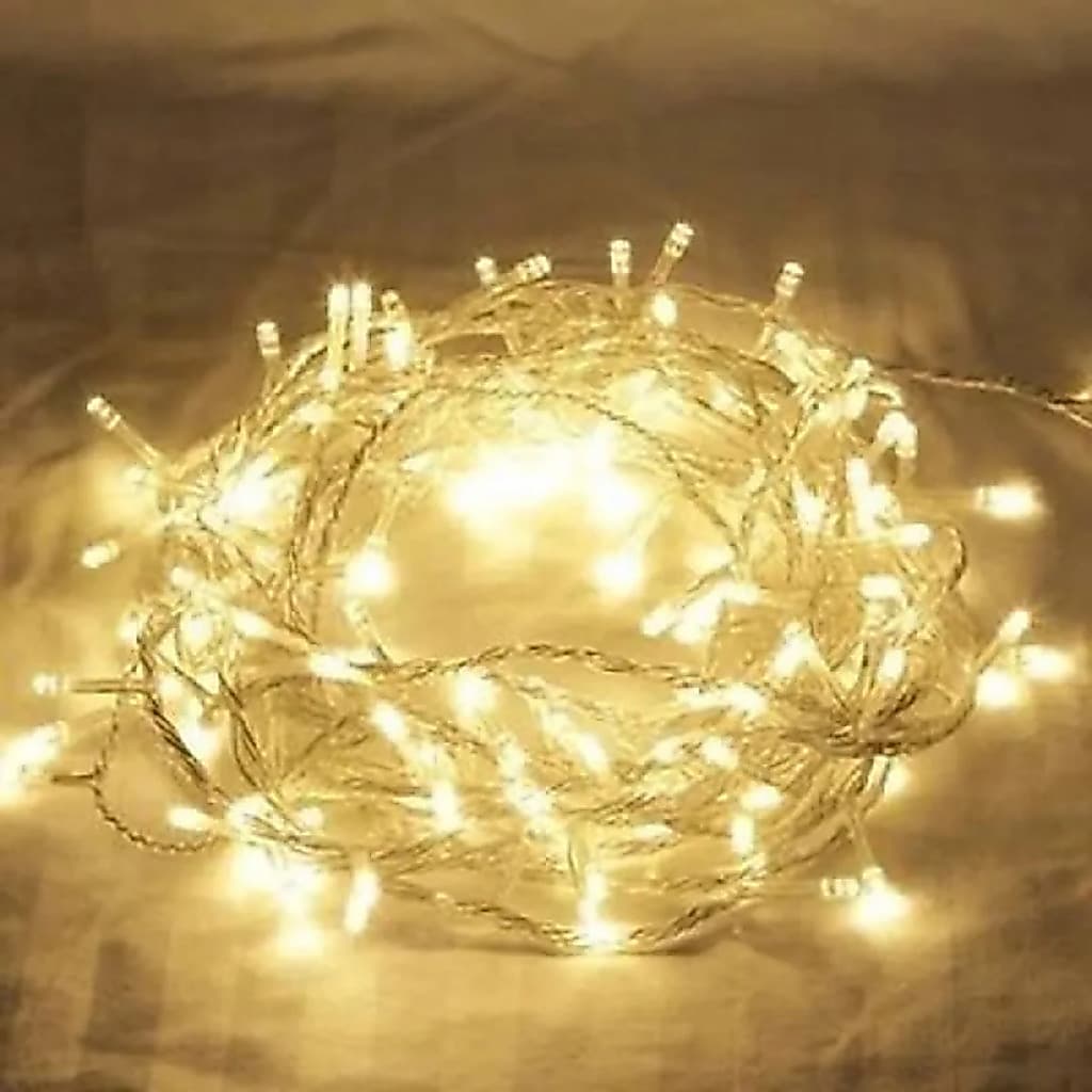 Pisca Pisca Natalino 100 LEDs 10m 8 Modos Luz Quente Fio Verde/Transparente 127V