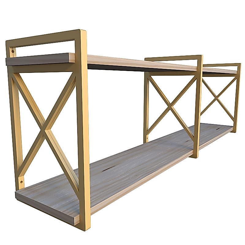 Prateleira 115cm estilo industrial com Suportes Dourado