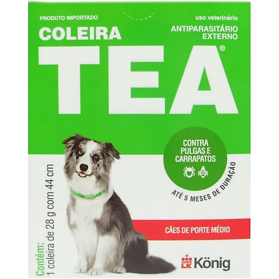 Konig Coleira Tea 28G - Antipulgas E Carrapatos Para Cães - Médio Porte