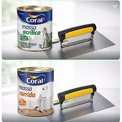 Escolha - Coral Massa Corrida e Acrílica Branca Interna 1,5kg, Desempenadeira ou Kit com Desempenadeira Lisa 10x24cm