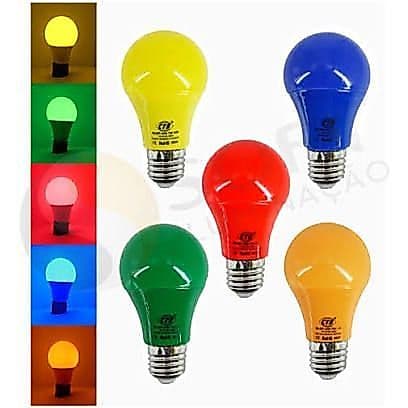 Lampada Led Bulbo 7w E27 Bivol Azul/Vermelho/Verde/Amarelo/Rosa laranja decoraçao