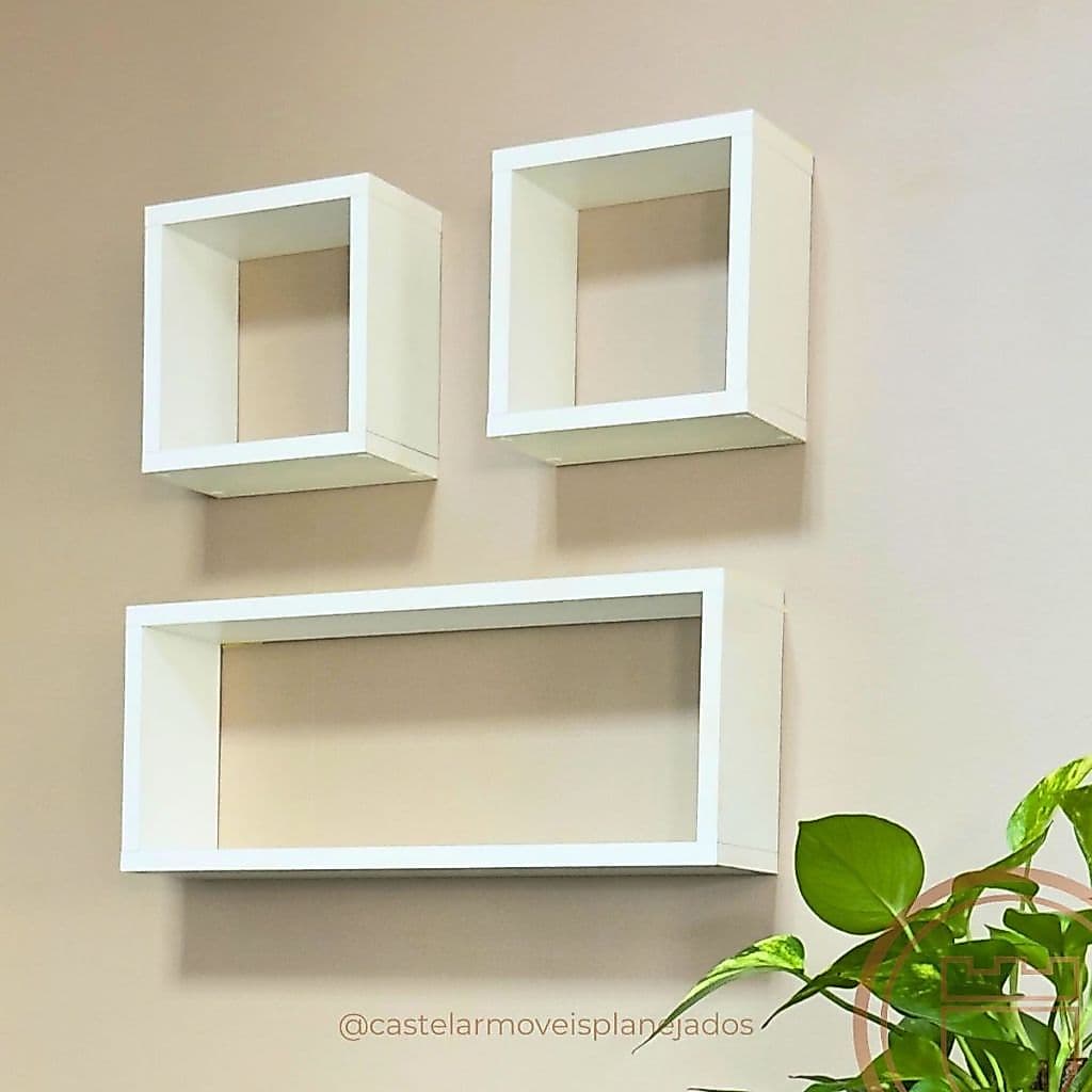 Nichos Decorativos MDF Premium Kit 3 | Design Moderno p/ Sala e Quarto | Alta Resistência