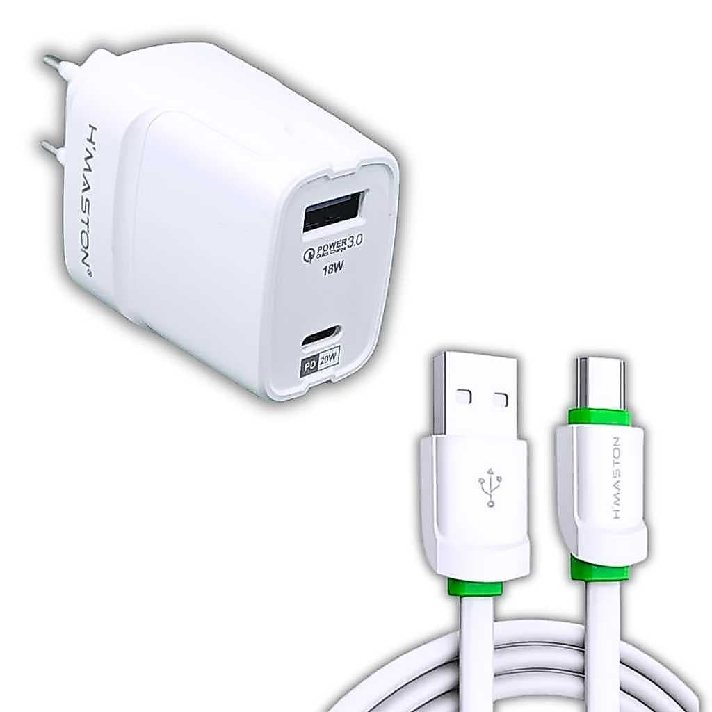 KIT CARREGADOR TURBO 38W + CABO CARREGADOR REFORÇADO 3 METROS TIPO-C (ANDROID) OU IOS (IPHONE)