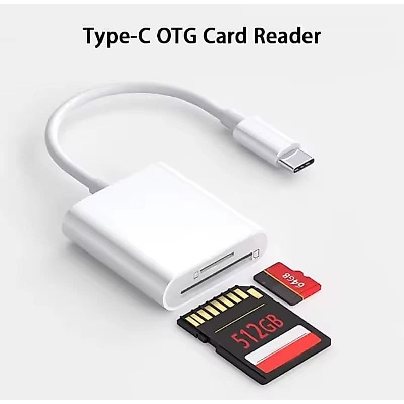 Leitor de Cartão Tipo C 2 em 1 USB-C para SD e MicroSD TF – Adaptador Celular Notebook Tablet