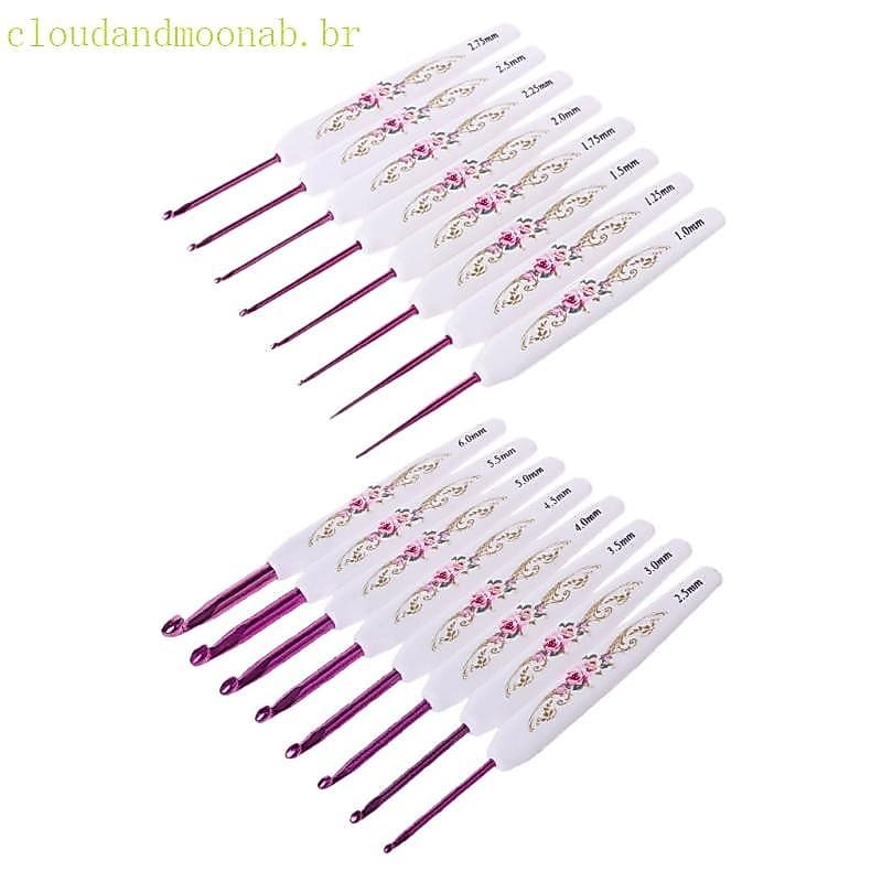 CLO 8 Peças Alça Floral Alumínio Ganchos Crochê Conjunto Tricô Tecelagem