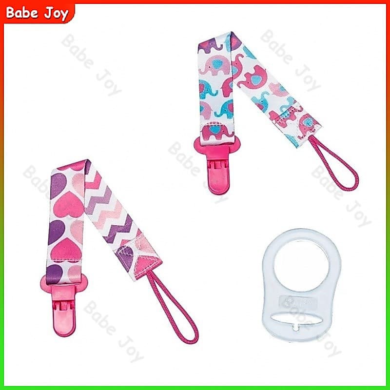 2 pcs prendedores de chupeta para bebês meninas e meninos + 1 adaptador de chupeta de silicone