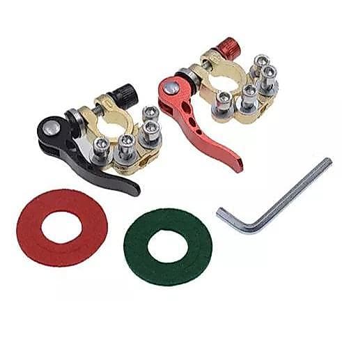 Par Terminais de Bateria Automotiva Universal 12V/24V – Engate Rápido + Feltros