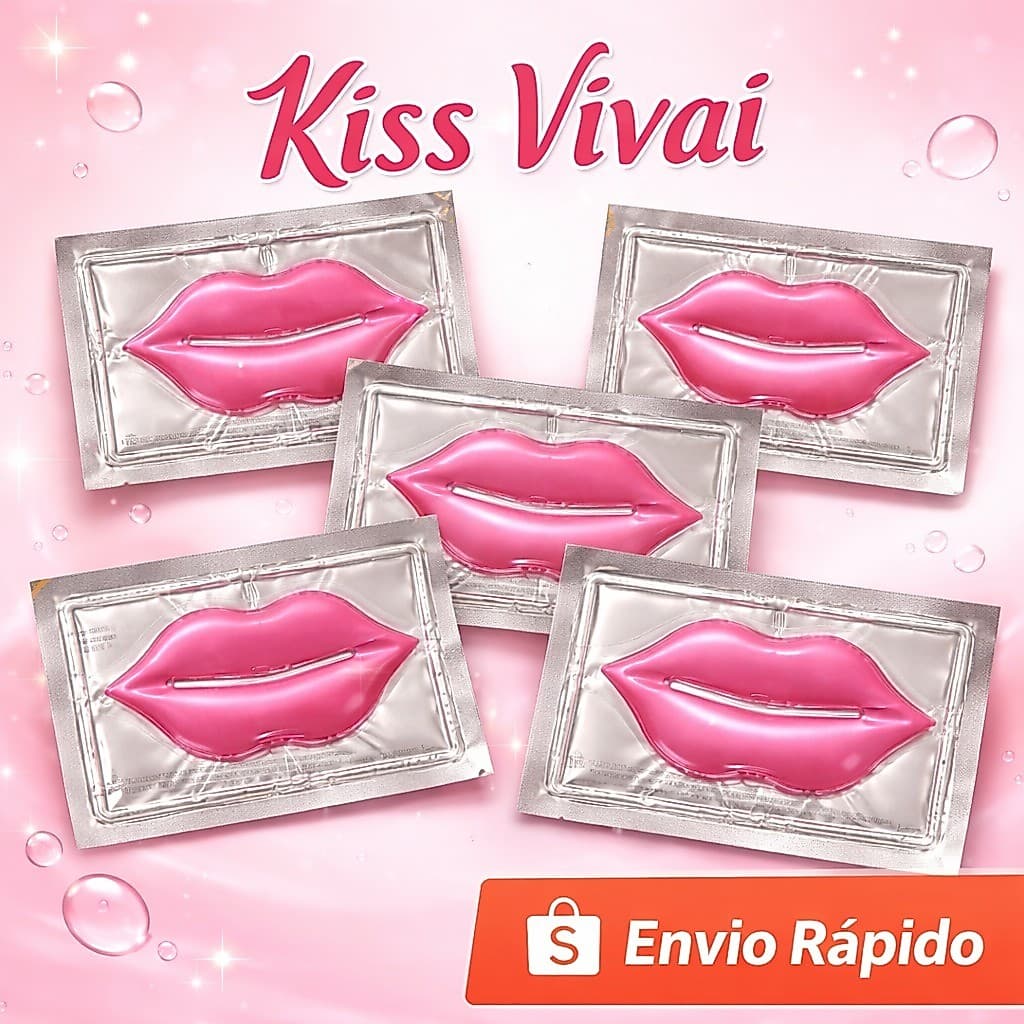 1, 3, 5 ou 8 unidades Máscara Labial Kiss Vivai com Colágeno Hidratante para Lábios Ressecados