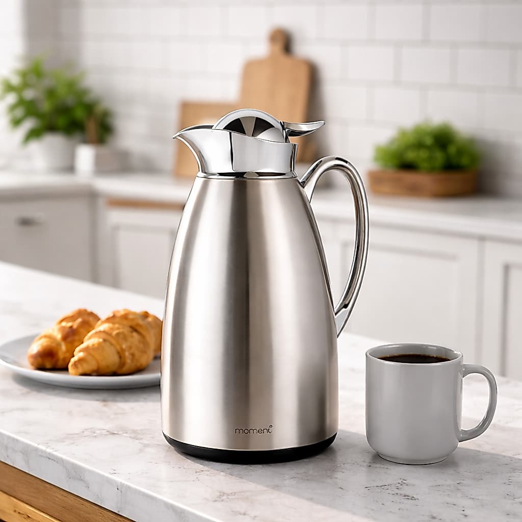 Garrafa Térmica Aço Inox Escovado 1 Litro Conserva Bebidas Quentes e Frias Design Elegante e Resistente