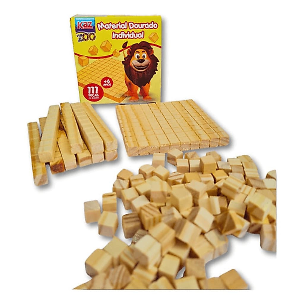 Kit Educativo Material Dourado de Madeira 111 Peças