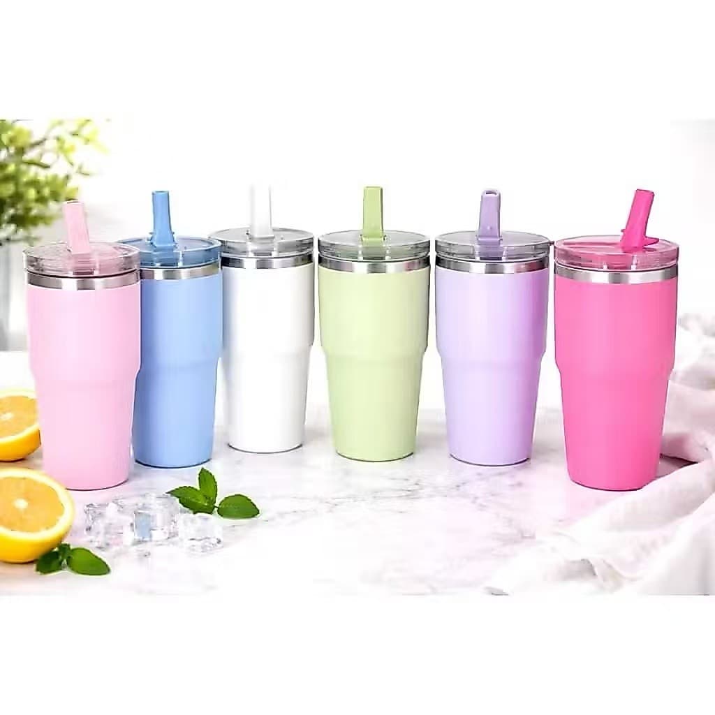 Copo Térmico  500ml com bico embutido e tampa transparente com canudo e alca  NOVO