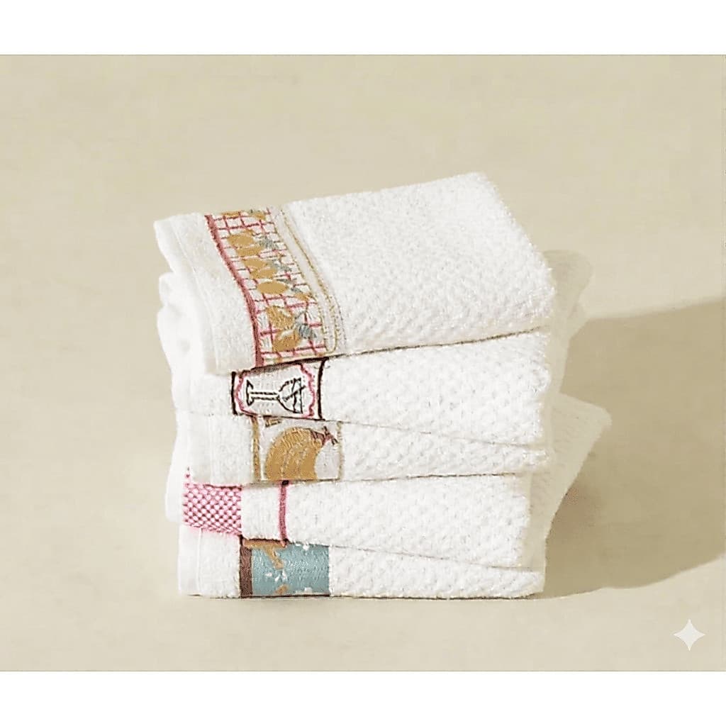 Kit 5 Toalha Pano de Copa Prato Jacquard Atoalhado Felpudo 45x70 cm 100% Algodão