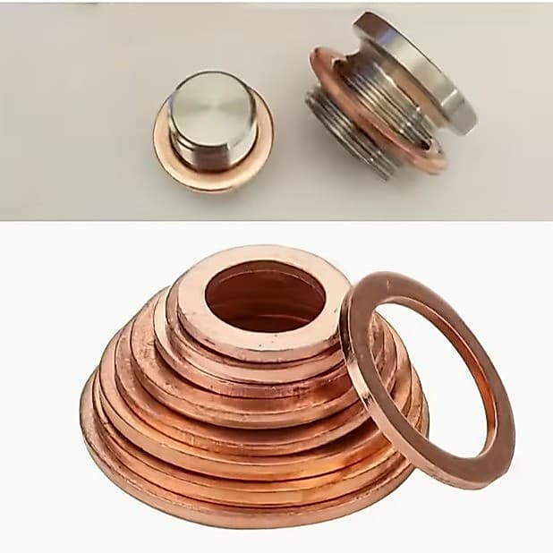 Kit Com 5 Arruelas De Cobre De Vedação Automotiva E Hidráulica