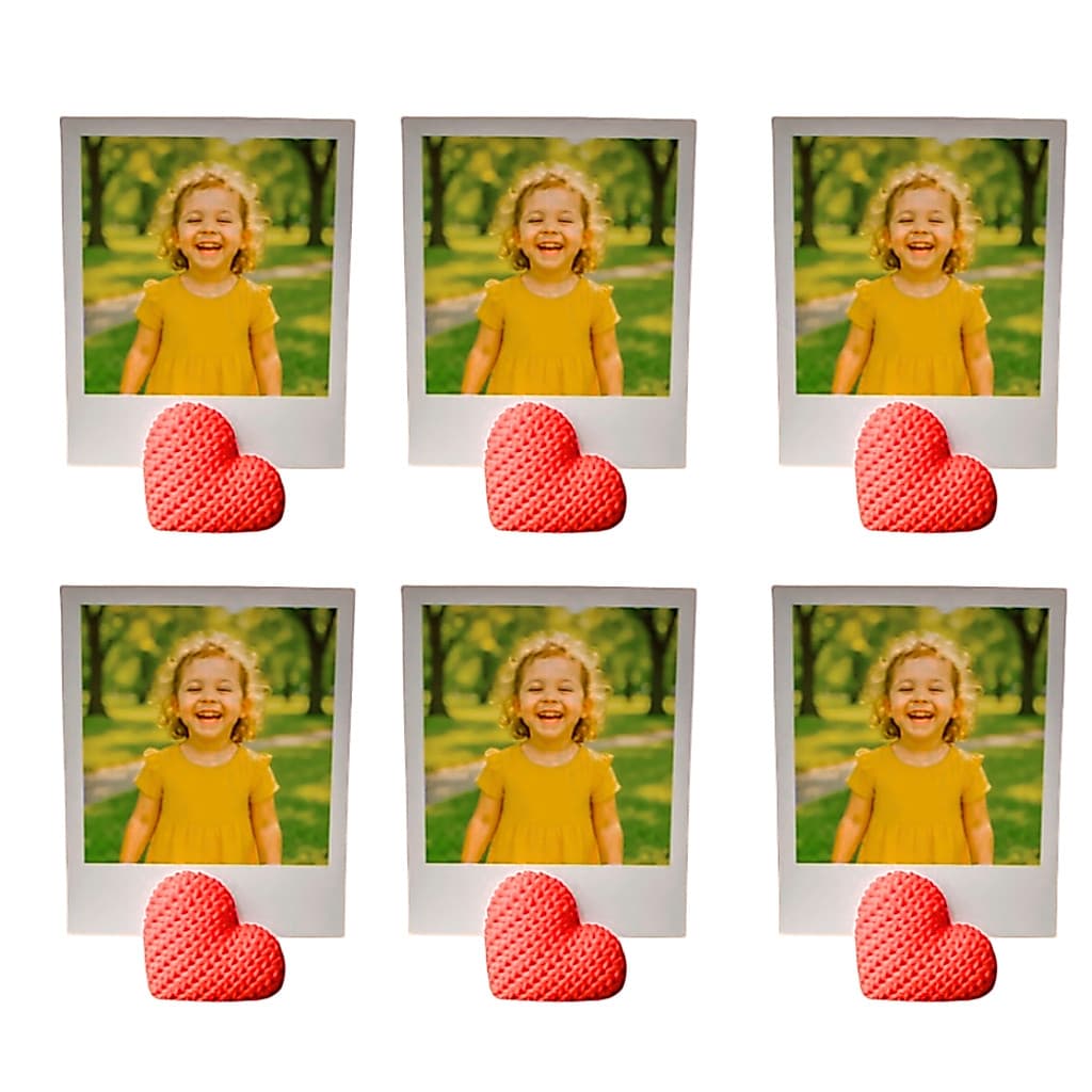 Kit 6 Porta fotos retrato coração tricô fotografia decoração moldura