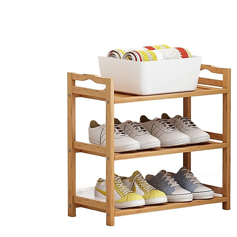 Porta Sapato de Bambu com 3/4 camadas | Organizador Compacto para Corredor, Escada e Quarto
