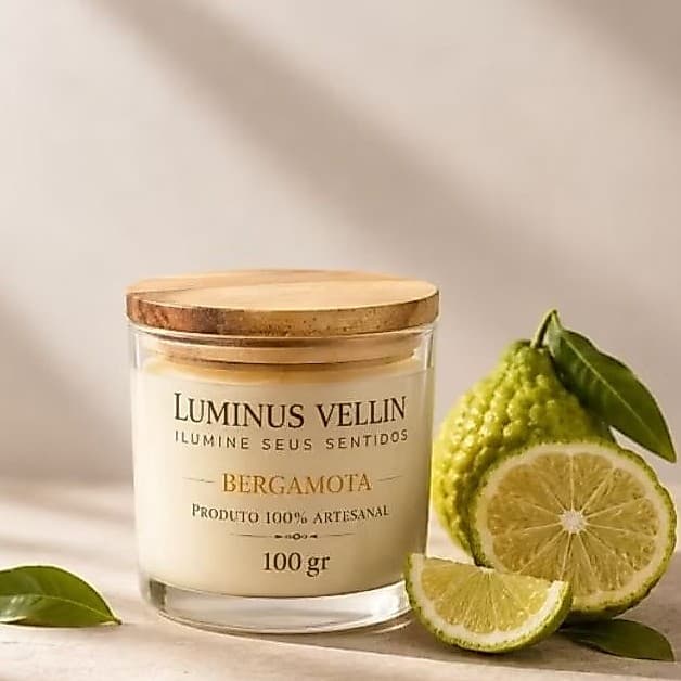 Vela Aromática Bergamota 100g | Cera Vegetal Premium | Vela Perfumada | Para Ambiente| Decoração