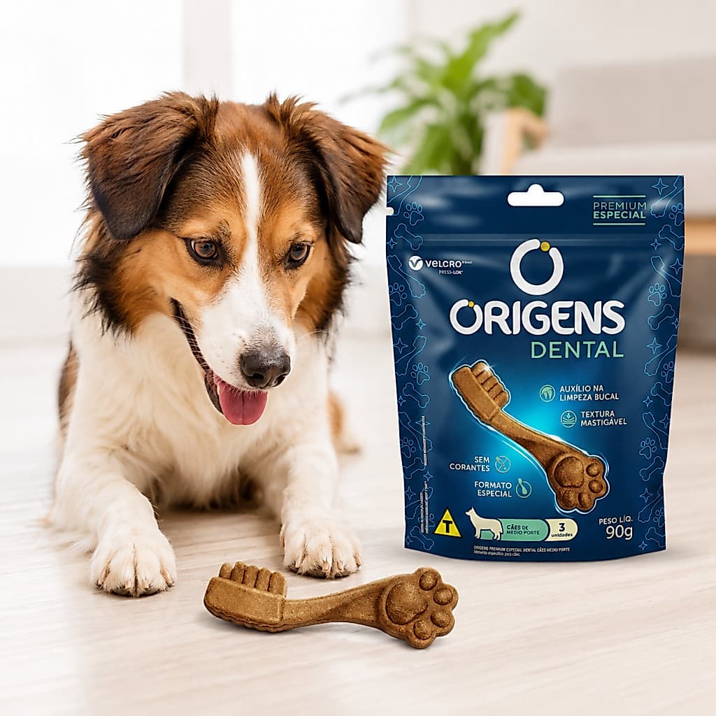 Petisco Dental para Cachorro Porte Médio Limpa Tártaro Hálito Fresco Origens 90g