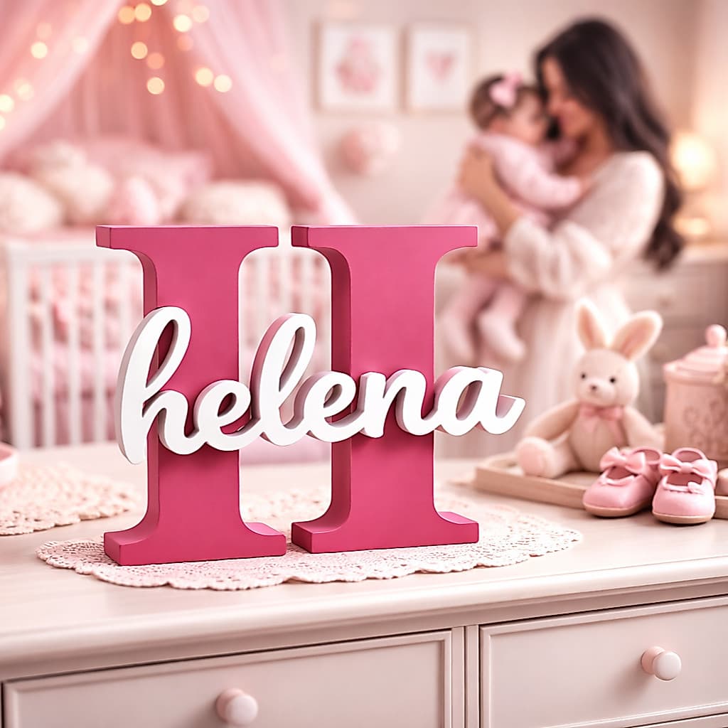Letreiro Nome Personalizado Decoração Infantil Bebê Presente para Quarto Aniversário e Batizado
