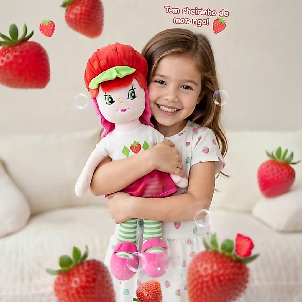 Moranguinho Pelúcia Boneca De Pano Macia 50 Cm