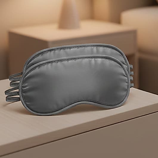 Kit 2 Máscaras de Dormir Lyor Cinza com Elástico – Poliéster Confortável para Sono e Viagem