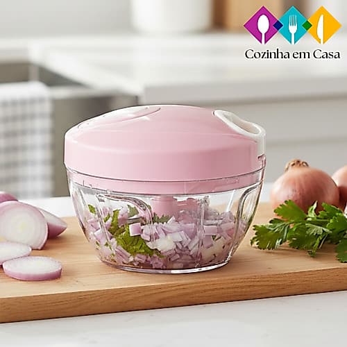 Processador Manual 400ml 3 Lâminas  Alimentos Alho Triturador Multiuso