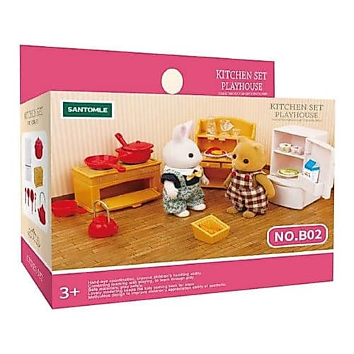 Conjunto Miniatura 1:12 Cozinha Geladeira E Acessorios Compativel com Minha Primeira Casa de Bonecas