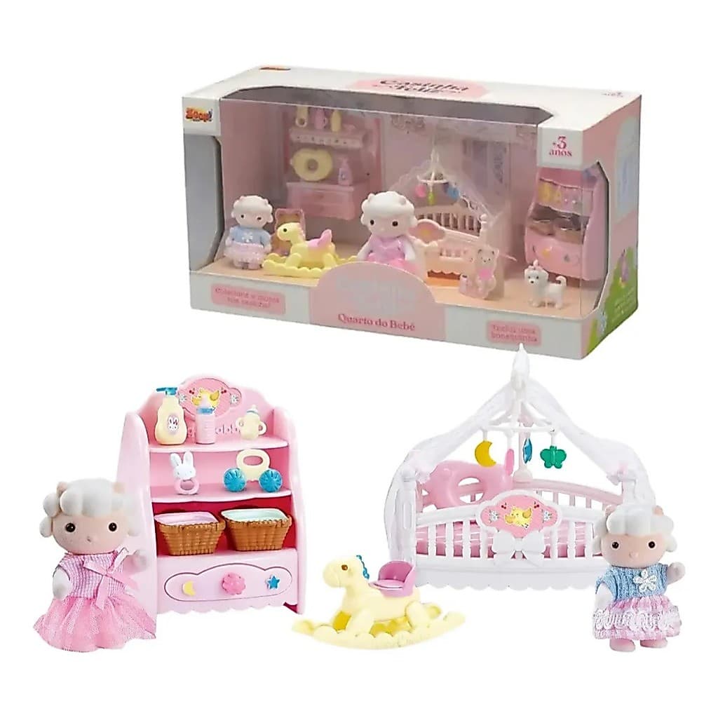 Quarto Bebê Casinha Feliz Ovelhinha Cenário Faz de Conta Colecionável com Acessórios Zoop Toys Infantil