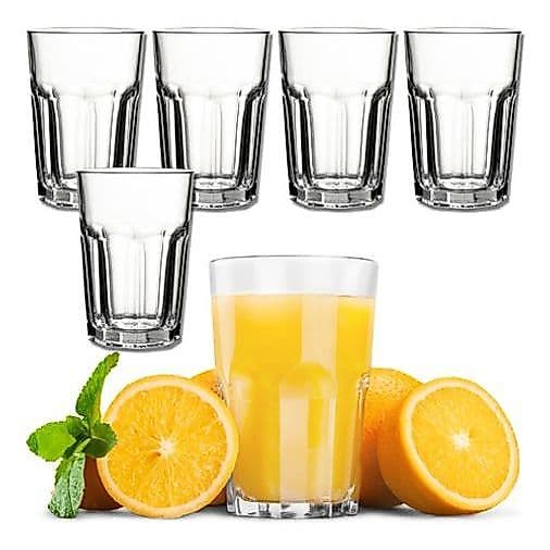 6 Copos Vidro Alto 310 Ml Agua Suco Refrigerante Vitamina Cor Transparente