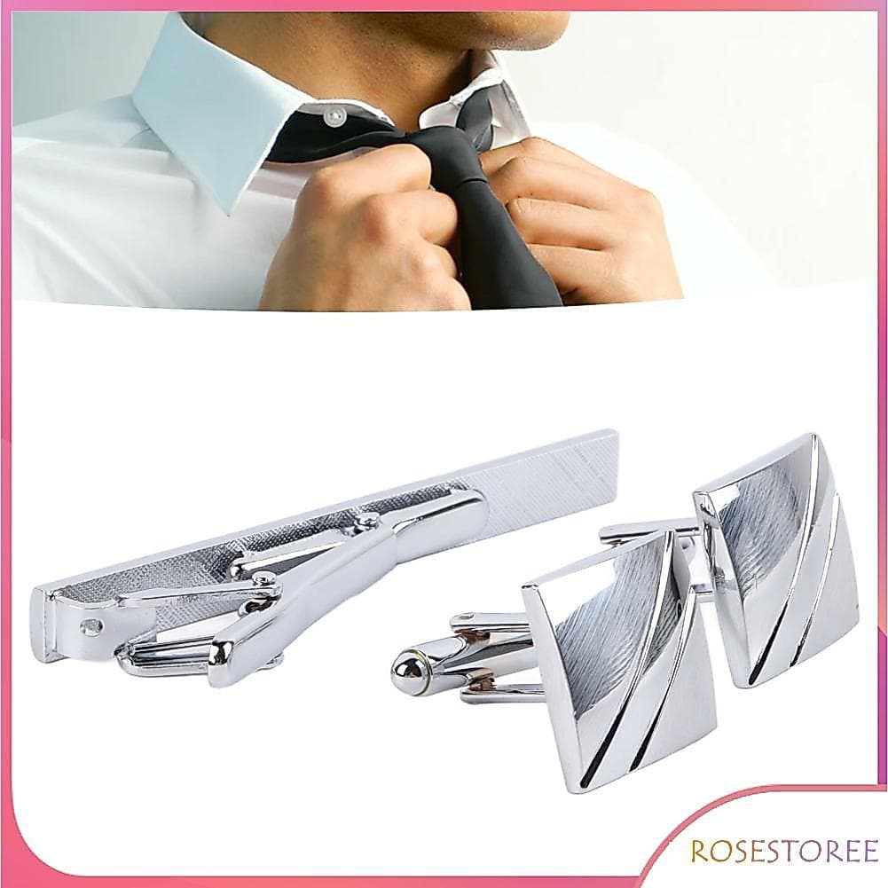 Rosestoree Prendedores de gravata e abotoaduras duráveis, clássicos requintados com conjunto de prendedores para homens
