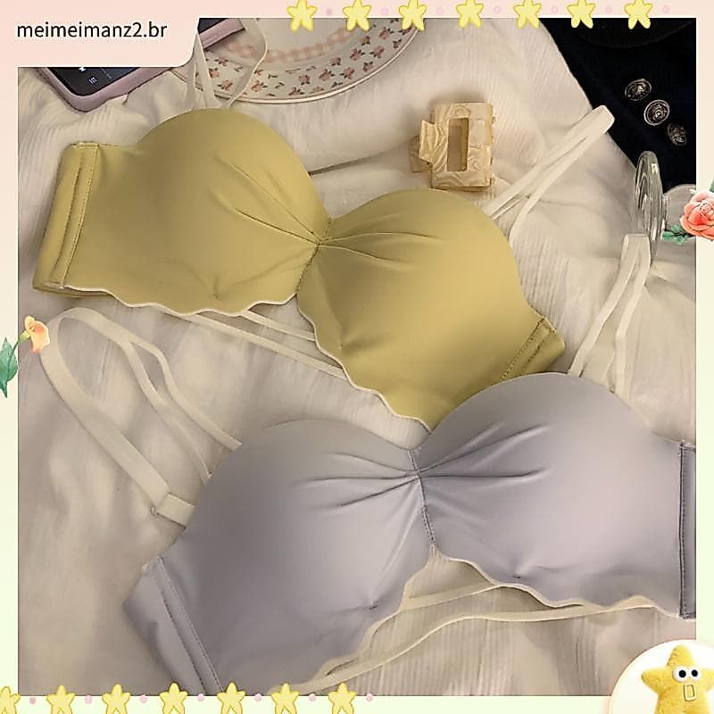 Roupa interior de meia xícara feminina seios pequenos reunidos para olhar grande sem anel de aço sem alças estilo japonê