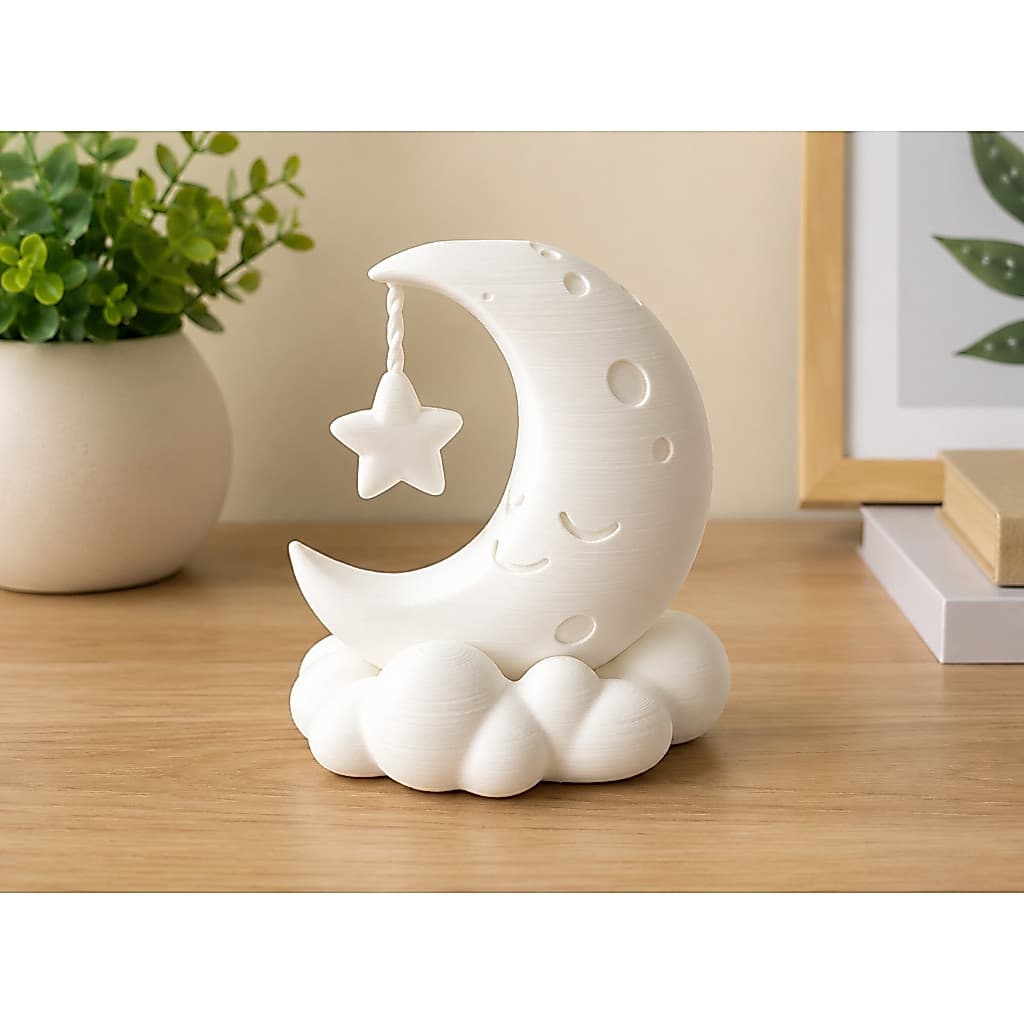 Lua Decorativa com Estrela em Impressão 3D | Decoração Quarto Infantil e Bebê