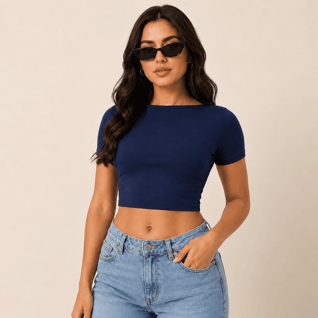 Cropped Francine Costa Nua Feminino Básico Elegante Malha Suplex Premium Chique Versátil Fashion