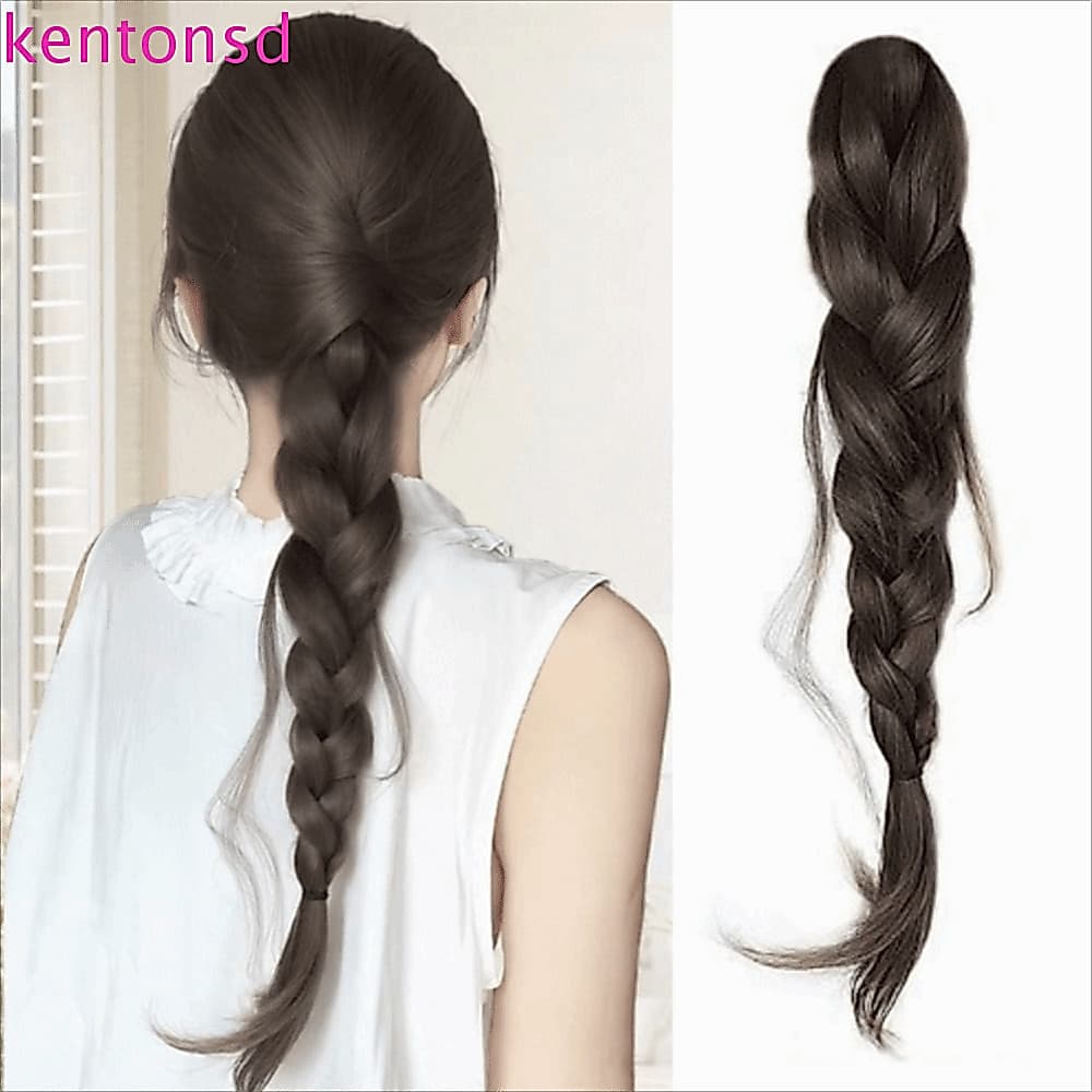 Peruca De Rabo De Cavalo Com Trança Peixe KENTONSD , Clipe De Garra Sintética , Pedaço De Cabelo Encaracolado Bagunçado