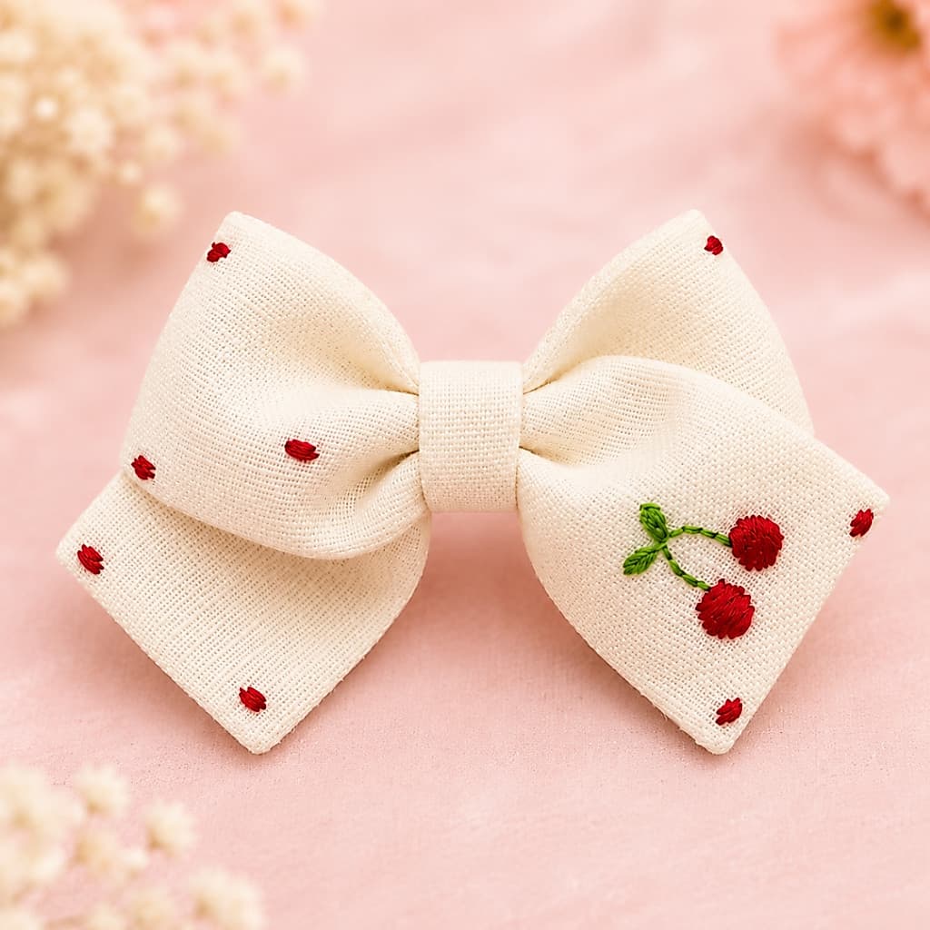 Laço Cabelo Infantil de Linho Bordado Luxo | Premium | Menina e de Girassol