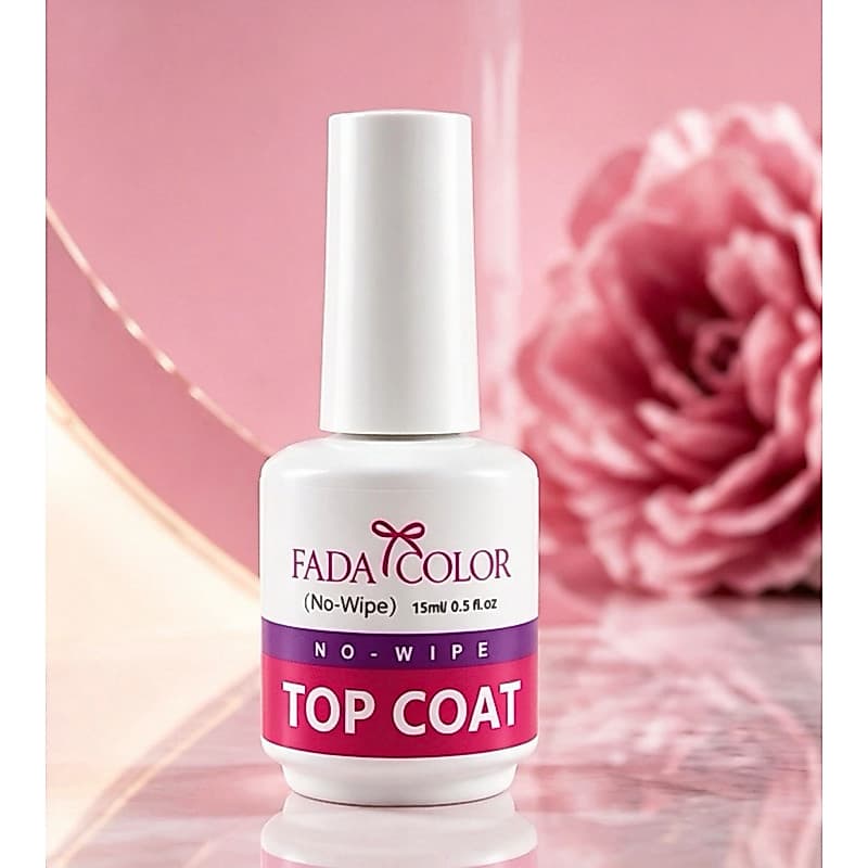 Top Coat No-Wipe FADA COLOR 15ml – Selante Finalizador de Alto Brilho para Unhas em Gel UV/LED JGJ-166