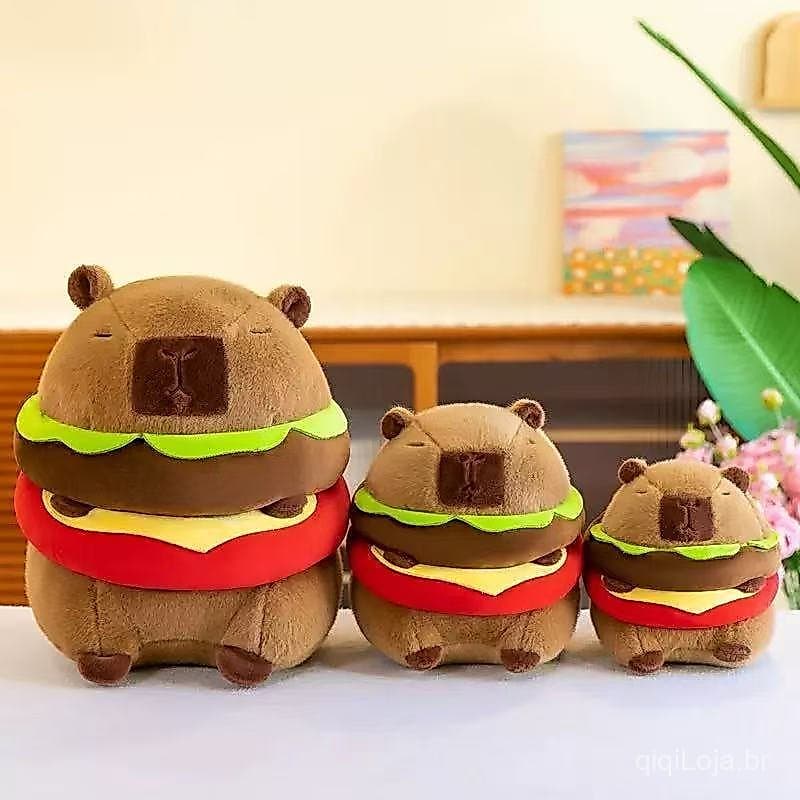 Pelúcia Capivara Hambúrguer Fofa - 30cm
