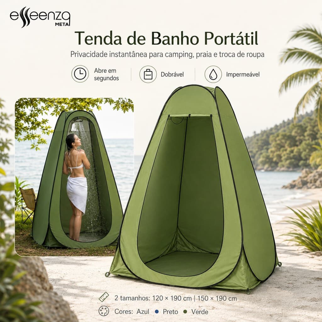 Barraca Banheiro Tenda Trocador Portátil Pop Up Camping Praia Privacidade Impermeável Essenza