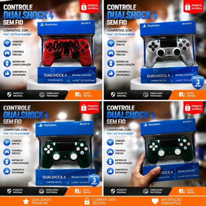 Controle Sem Fio para PS4 Wireless Bluetooth Joystick – Várias Cores