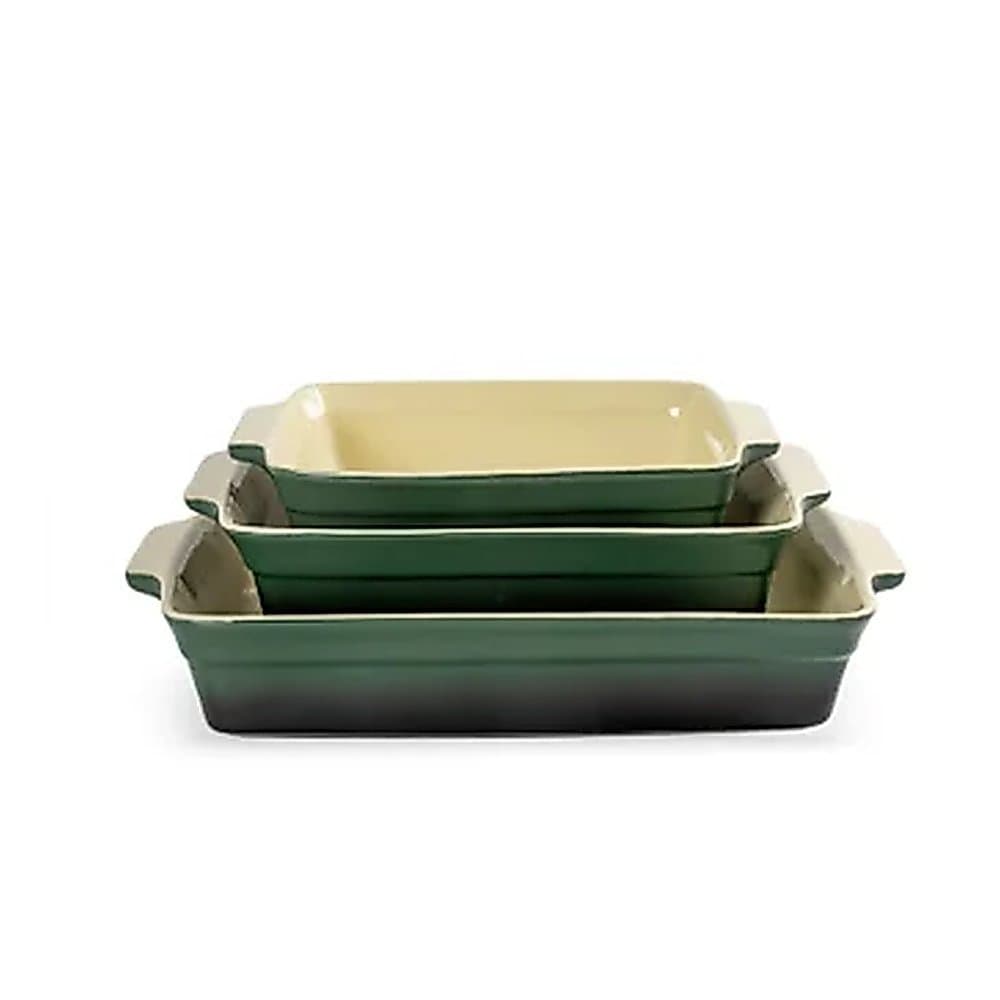 Travessas Retangular em Cerâmica Verde Degrade - 3PCS - BTC HOME DECOR