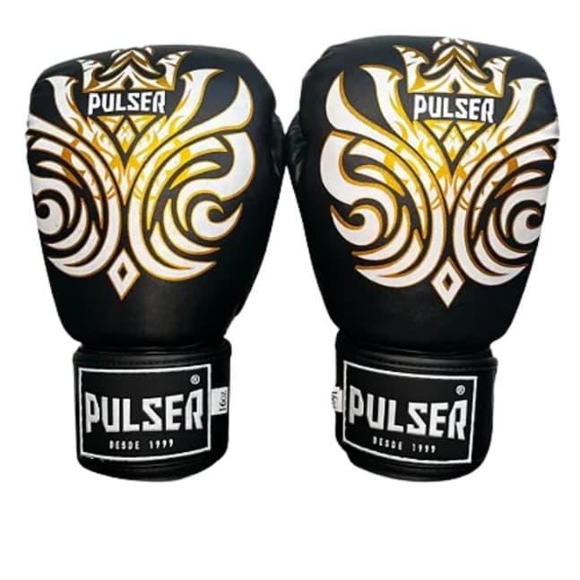 Luva Preta Profissional Muay Thai Boxe Kickboxing MMA Imperial Pulser