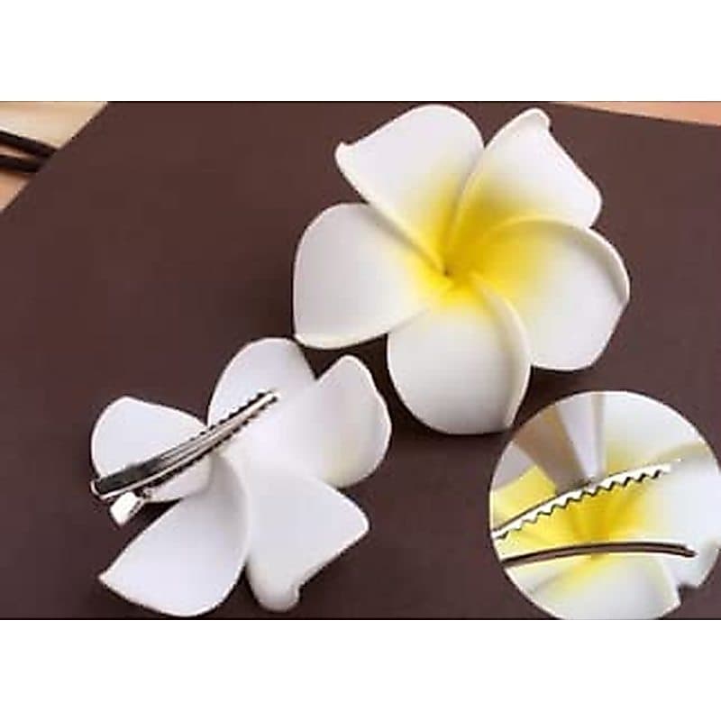 Grampos De Cabelo De Flor Havaiana Plumeria Presilhas Para Mulheres Meninas Florais Brancos Verão Praia Acessórios De 3